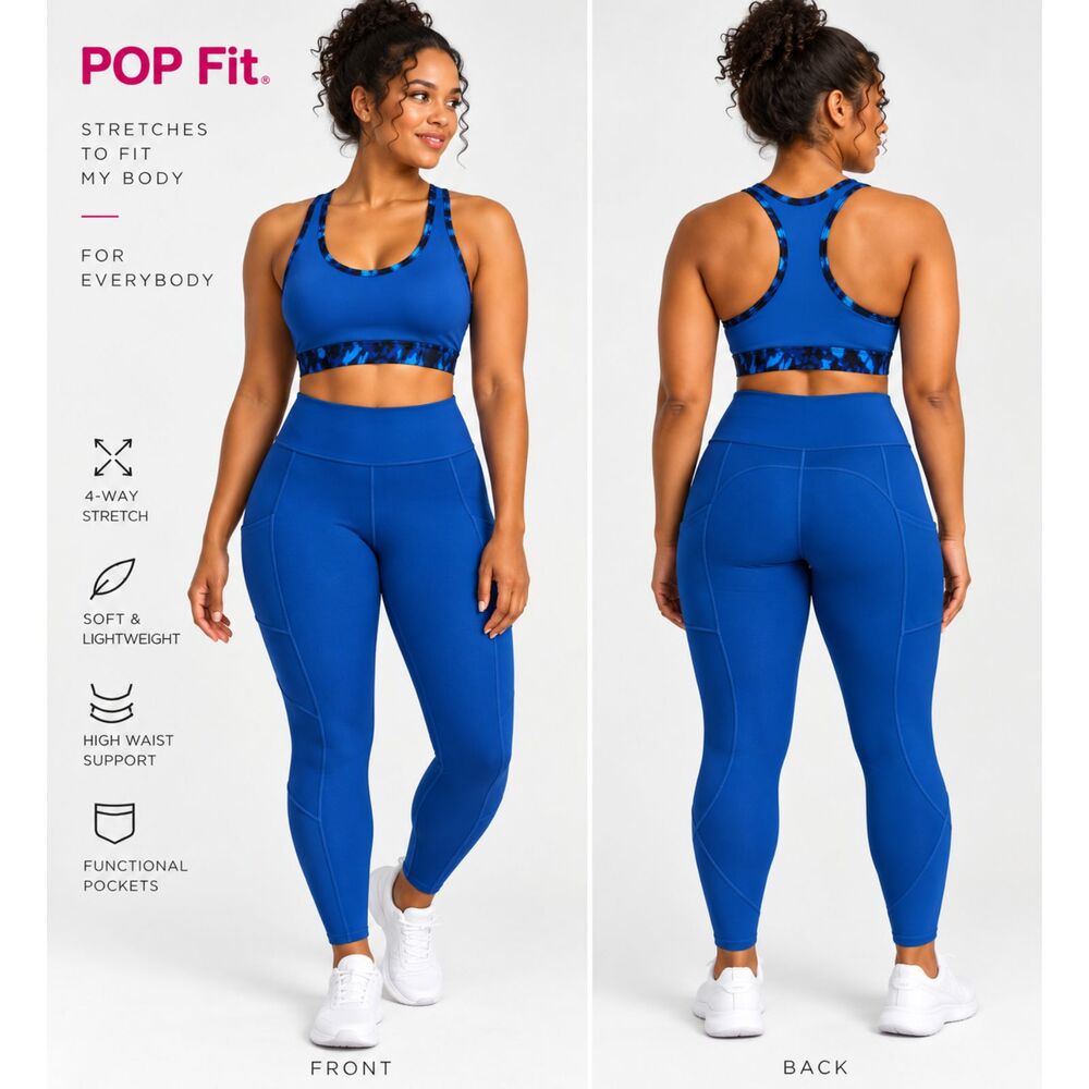 POP Fit 2 Piece Activewear Set Women's Matching Workout Athleisure Y2K XL NWT